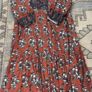 Victoria Dunn Rust Floral Maxi Dress